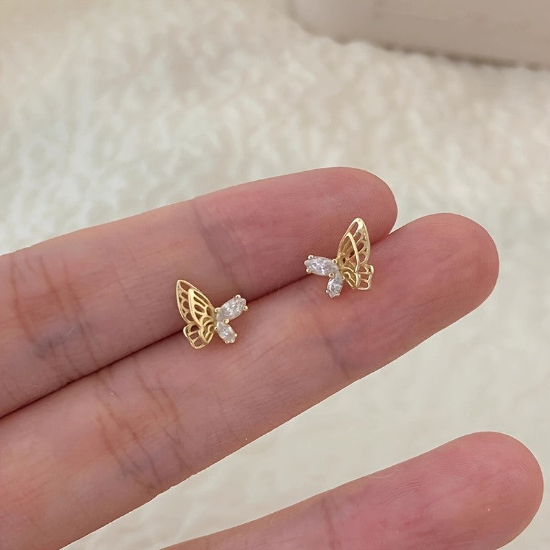 Open Wing Crystal Butterfly Earrings