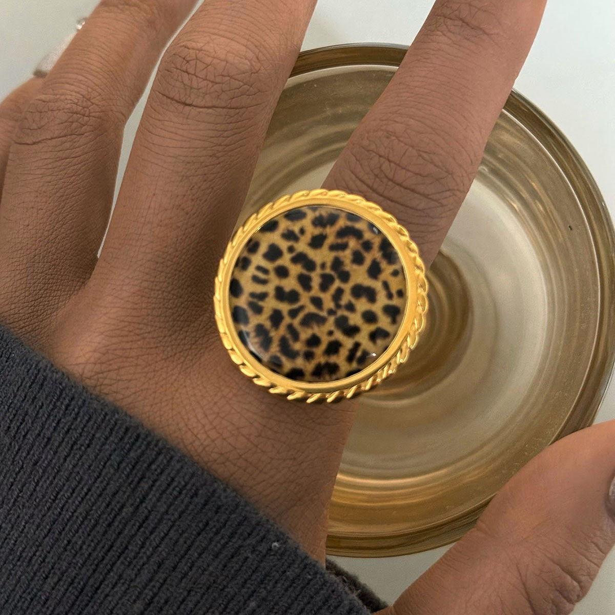 Leopard Print Rope Edge Ring