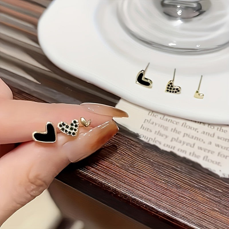 6pc Mixed Heart Stud Earring Set