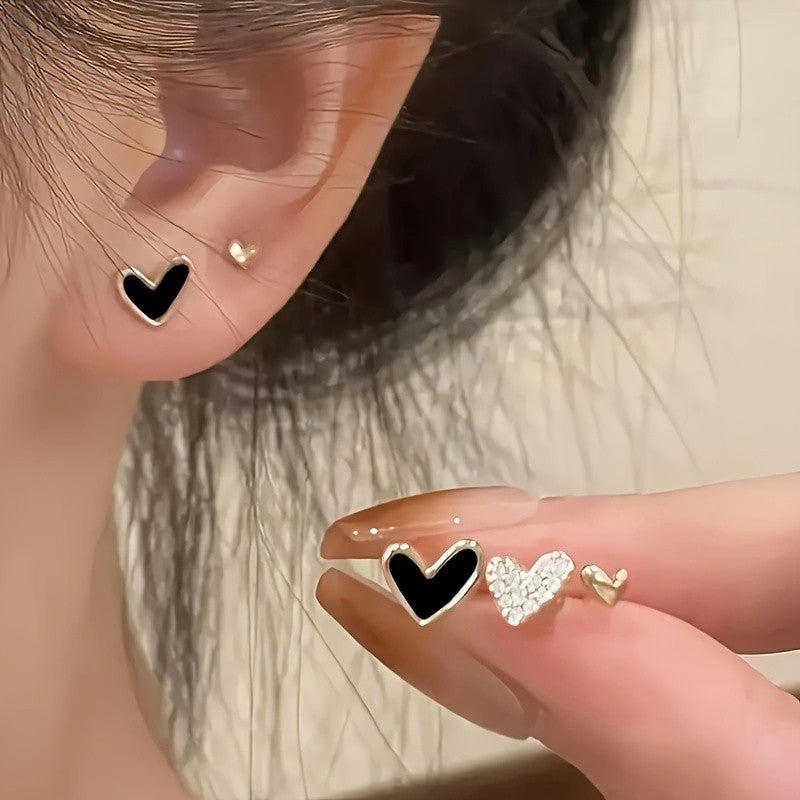6pc Mixed Heart Stud Earring Set