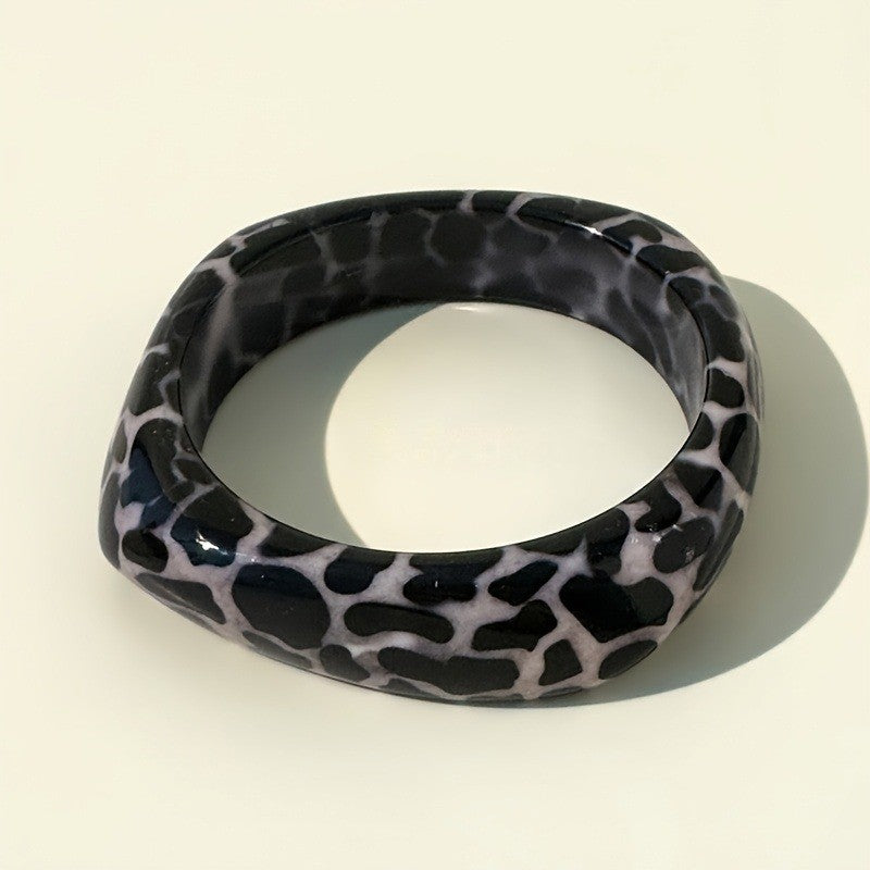 Leopard Print Wide Resin Bracelet