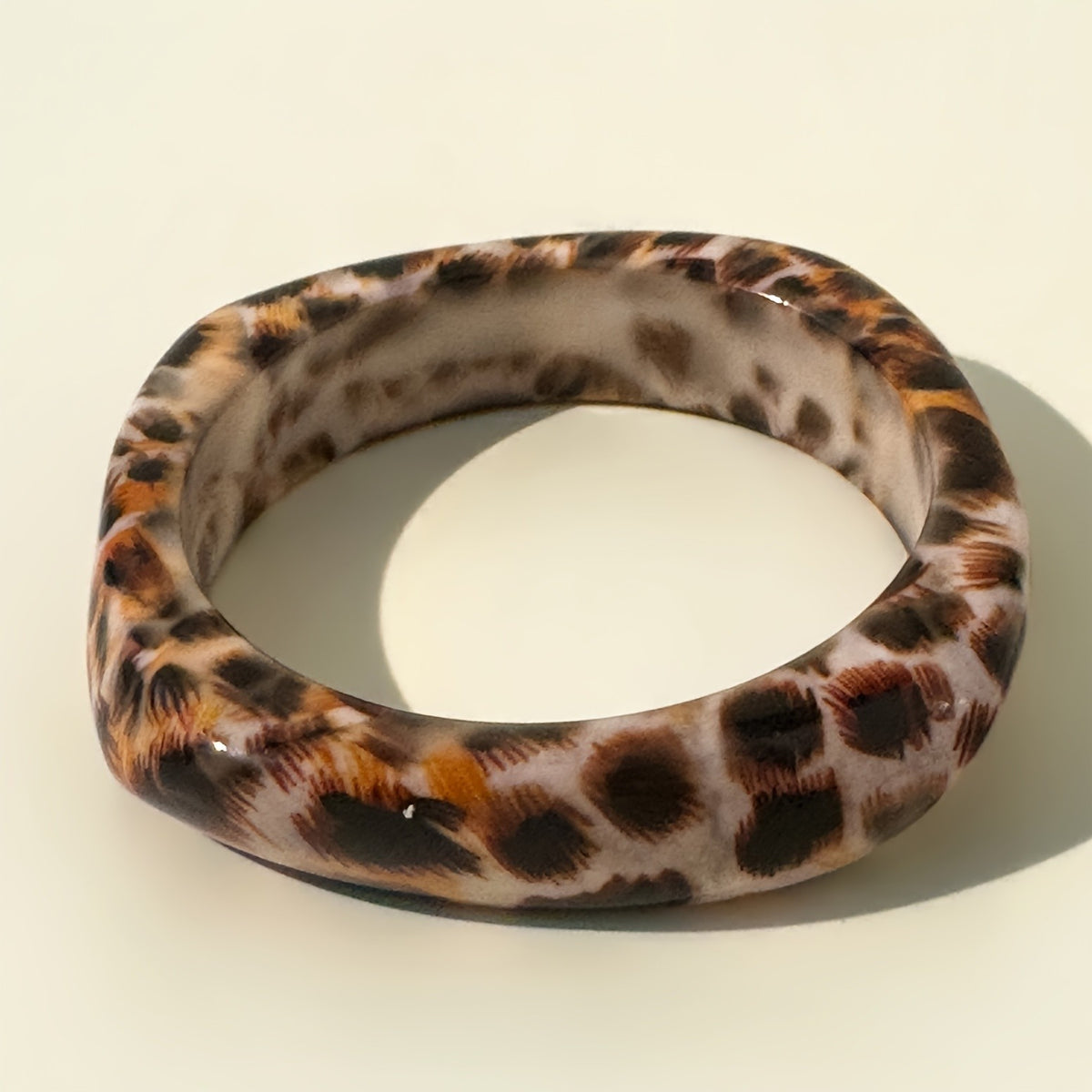 Leopard Print Wide Resin Bracelet