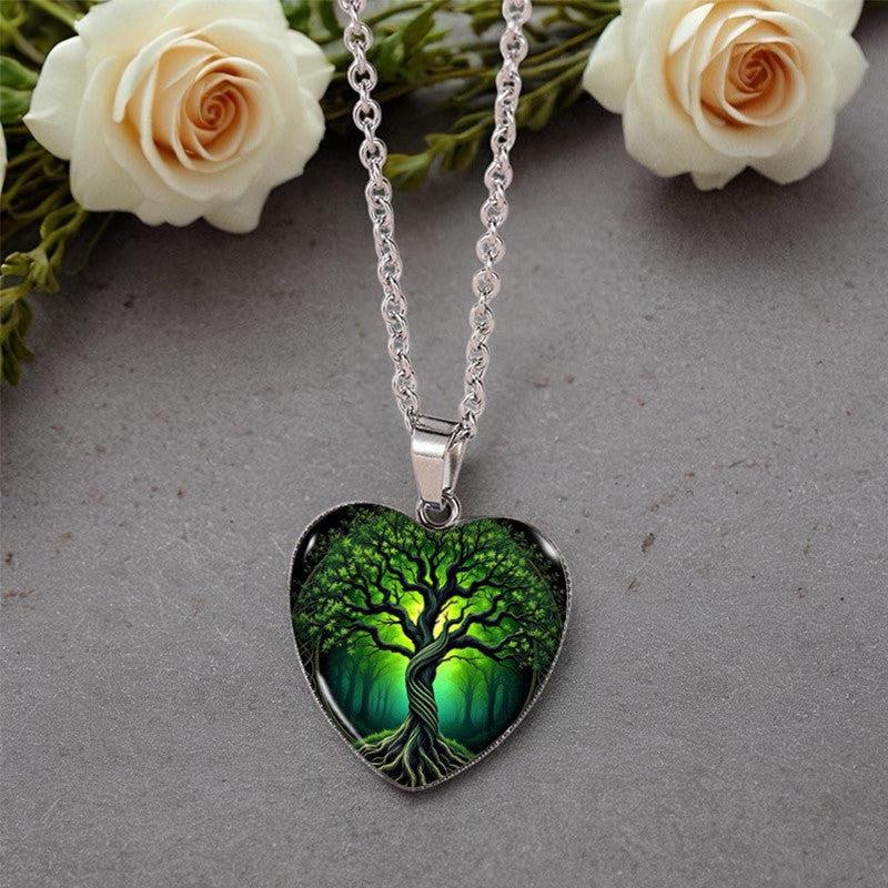 Green Tree Heart Necklace