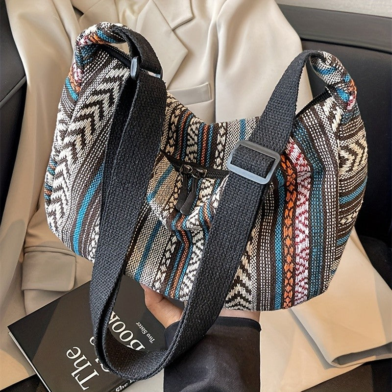 Striped Tribal Crossbody Bag