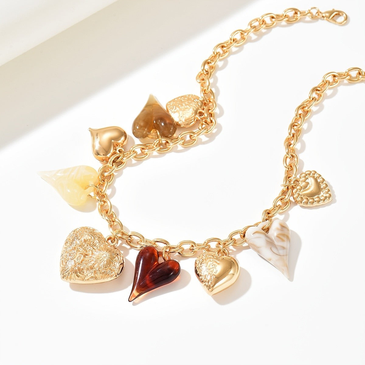 Mixed Resin Heart Charm Necklace
