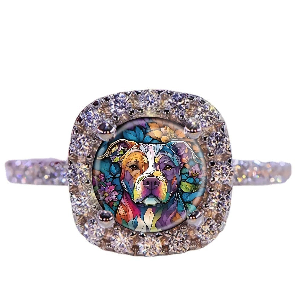 Colorful Dog Portrait Ring