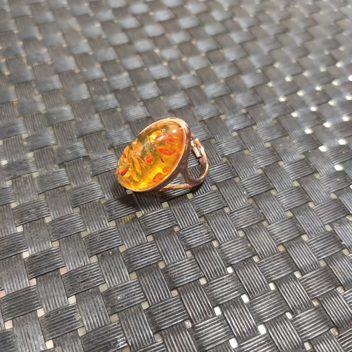 Floral Amber Oval Ring