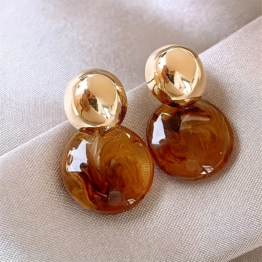 Amber Resin Drop Earrings
