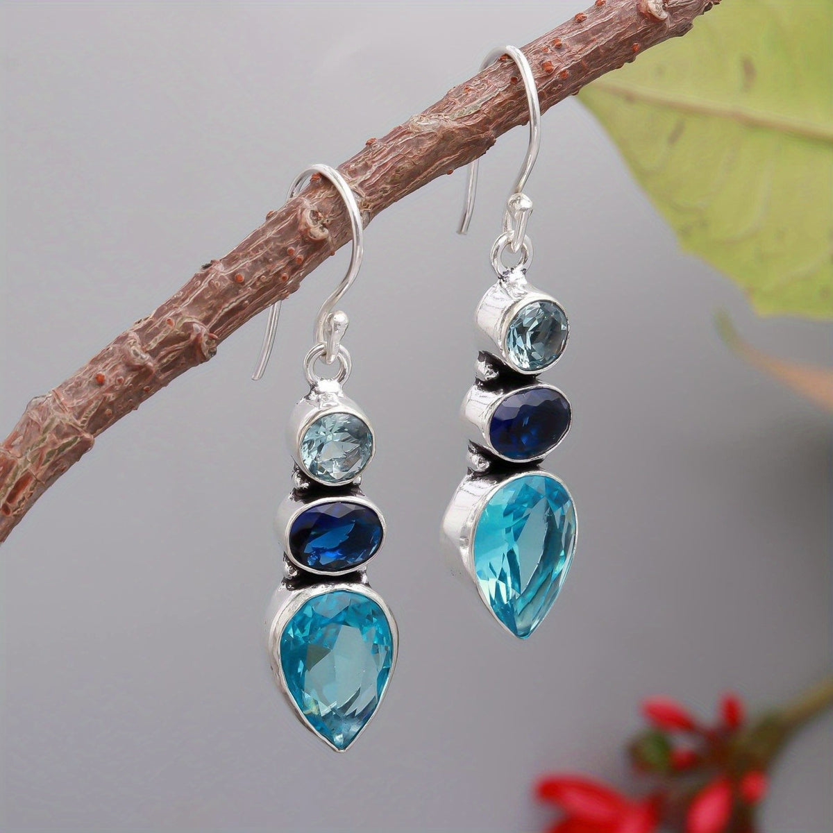 Blue & Teal Mosaic Cascade Earrings