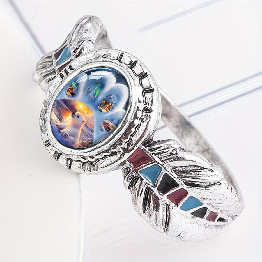 Polar Bear Paw Print Ring