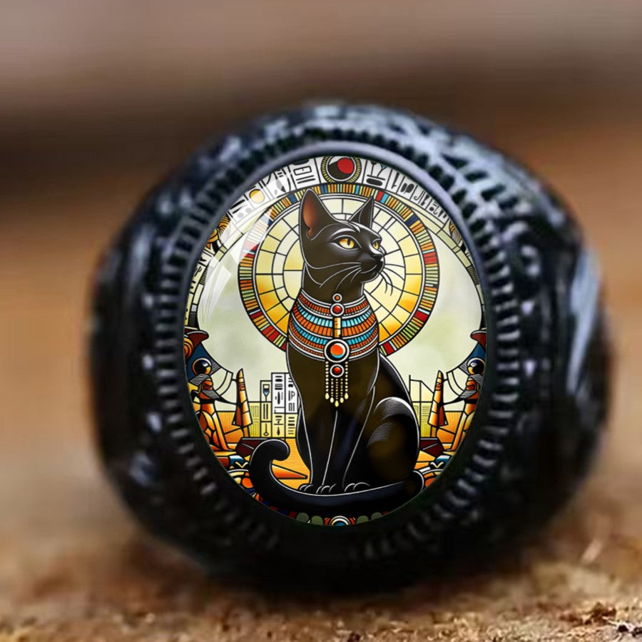 Egyptian Cat Mosaic Ring