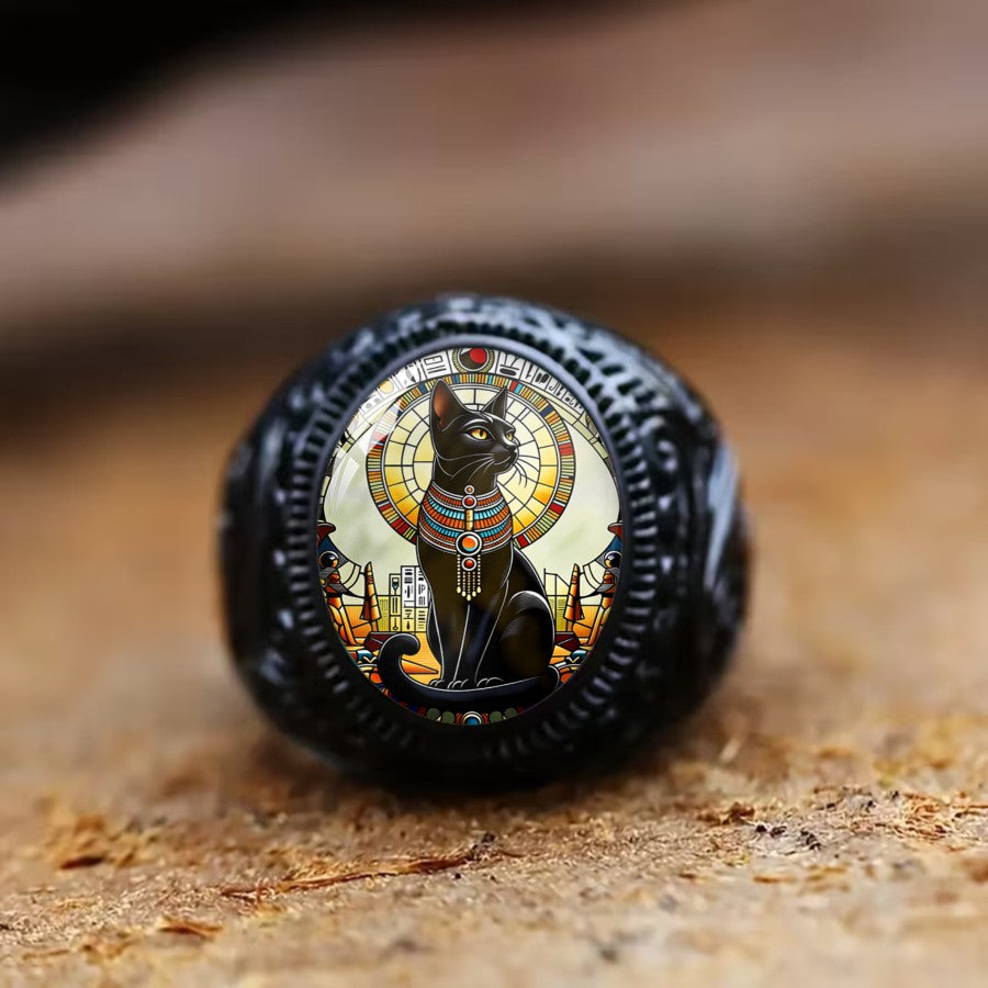 Egyptian Cat Mosaic Ring
