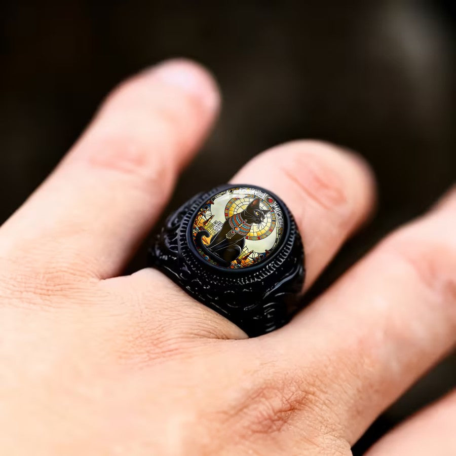Egyptian Cat Mosaic Ring