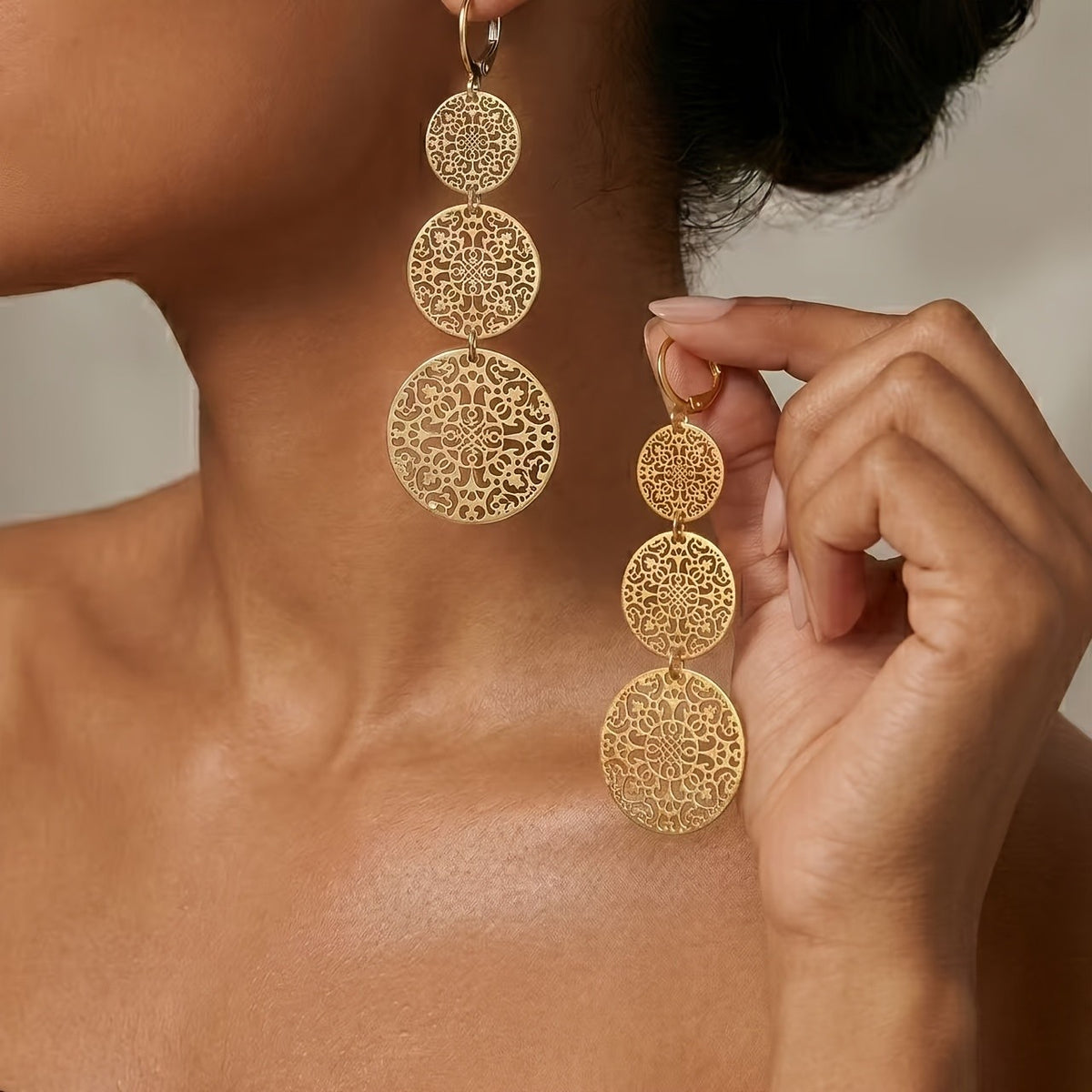 Filigree Circle Drop Earrings