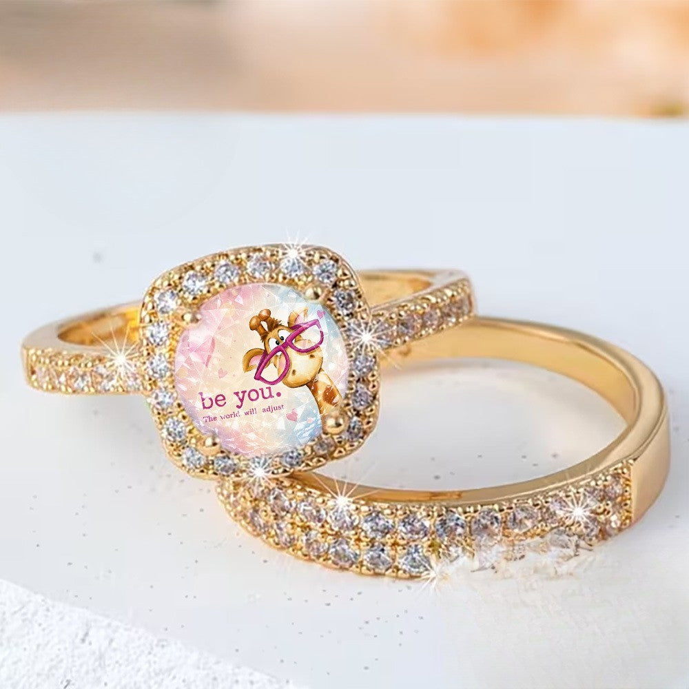 Square Giraffe Ring Set