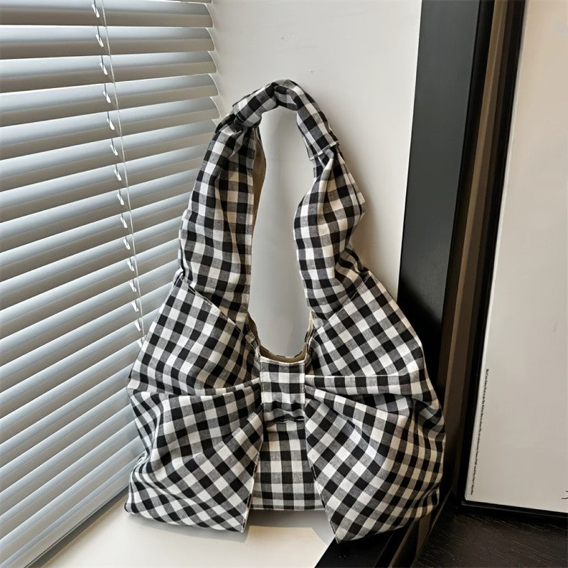 Plaid Bow Canvas Bag