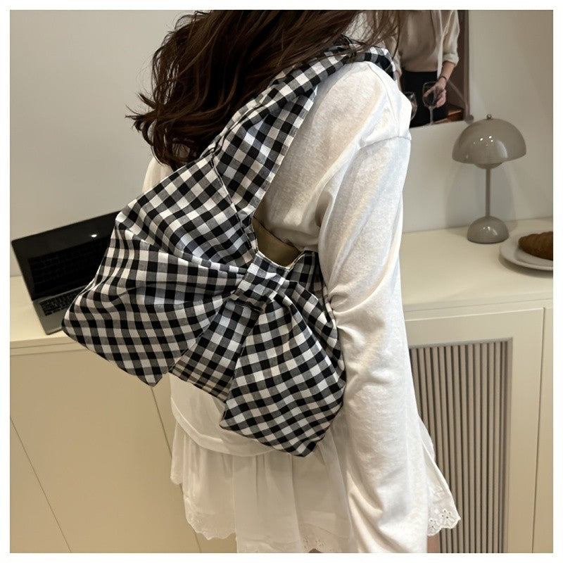 Plaid Bow Canvas Bag
