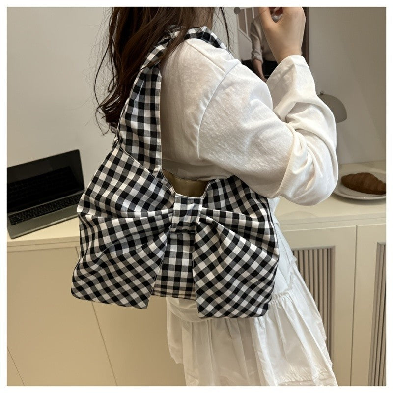 Plaid Bow Canvas Bag