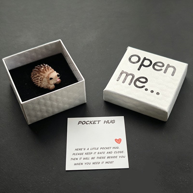 Resin Mini Hedgehog Pocket Hug Box