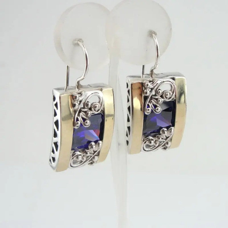 Purple Square Filigree Earrings