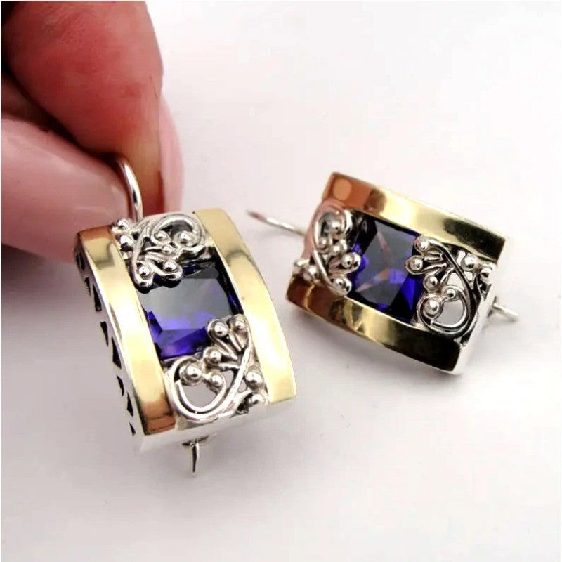 Purple Square Filigree Earrings