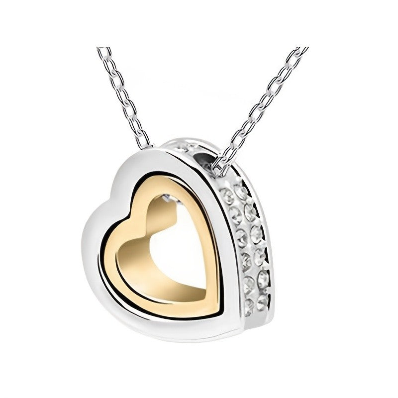 Crystal Paved Double Heart Necklace