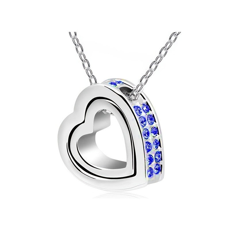 Crystal Paved Double Heart Necklace