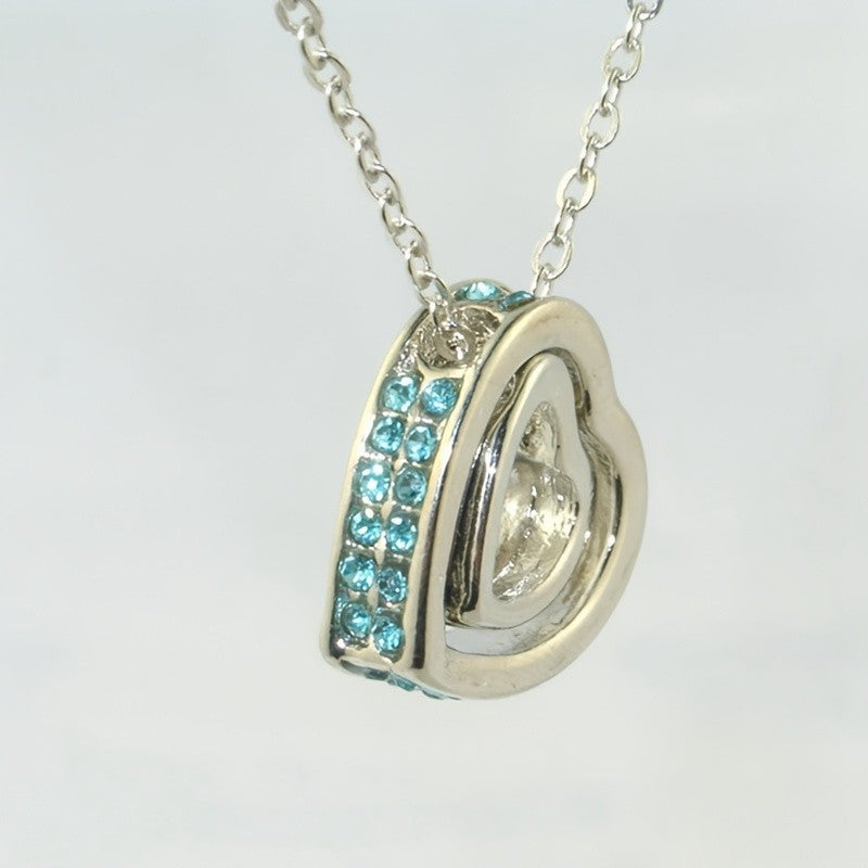 Crystal Paved Double Heart Necklace
