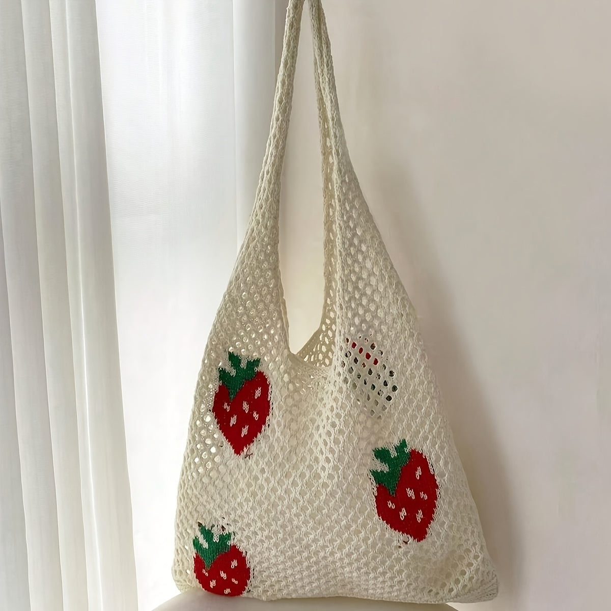Strawberry Crochet Mesh Tote