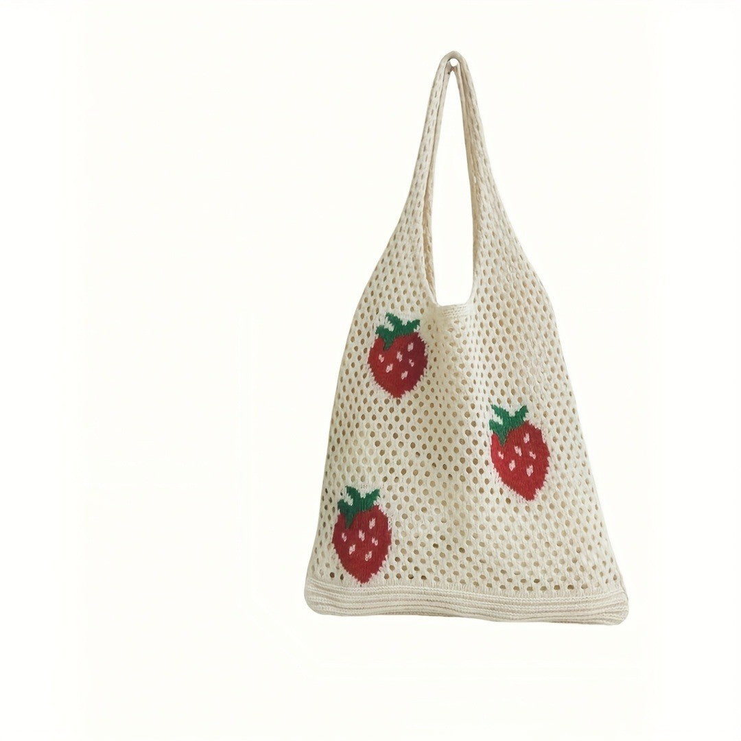 Strawberry Crochet Mesh Tote