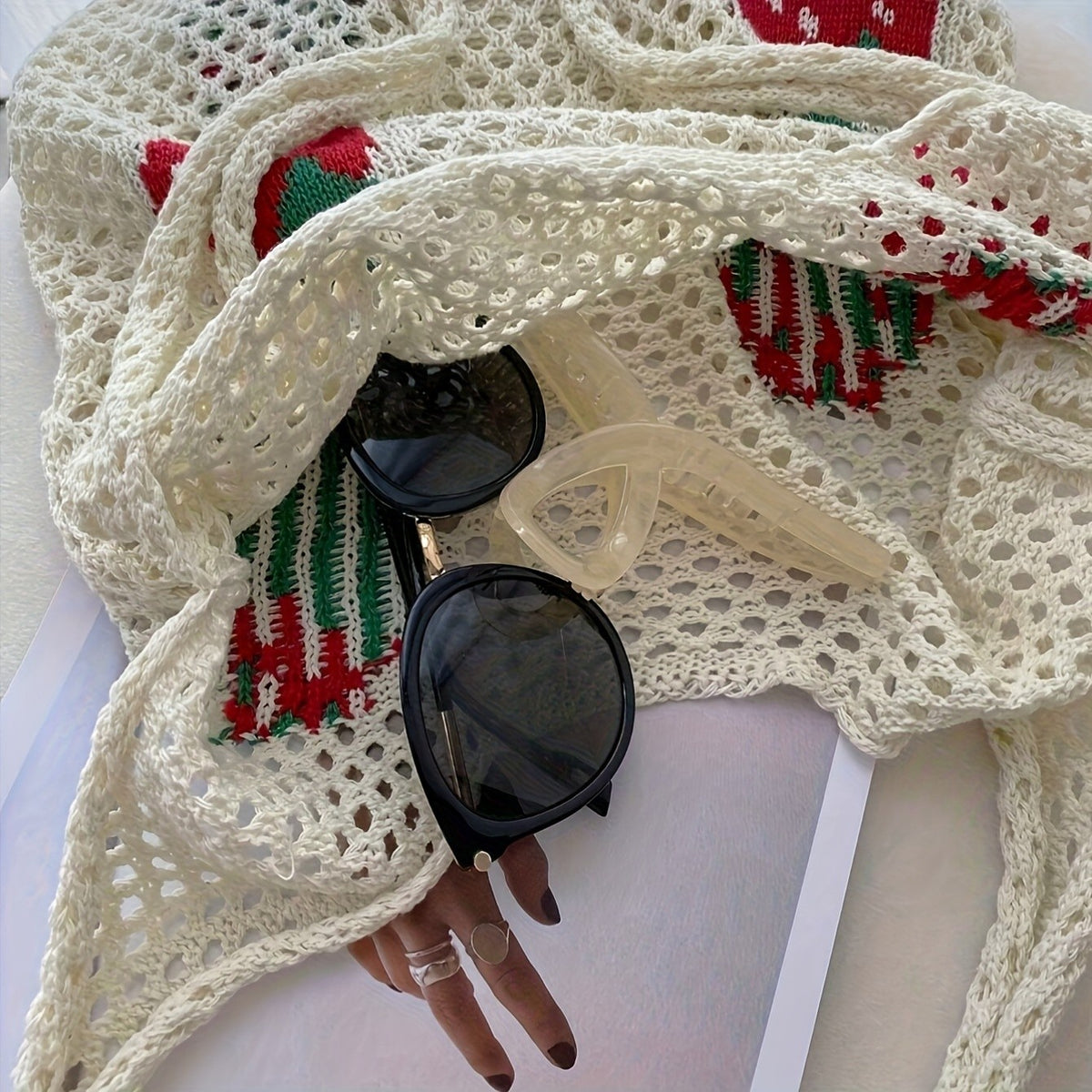 Strawberry Crochet Mesh Tote