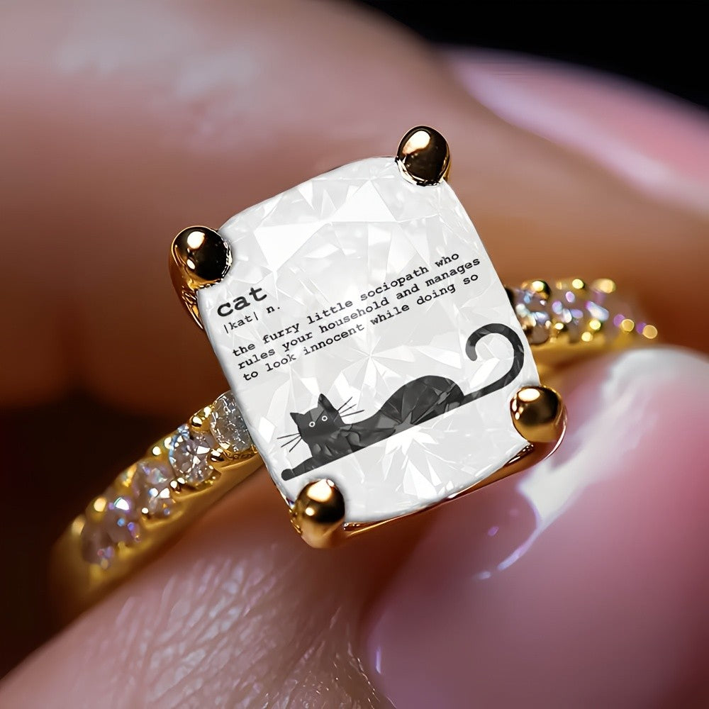 Dictionary Cat Square Ring
