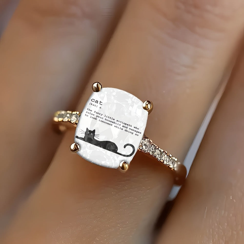 Dictionary Cat Square Ring