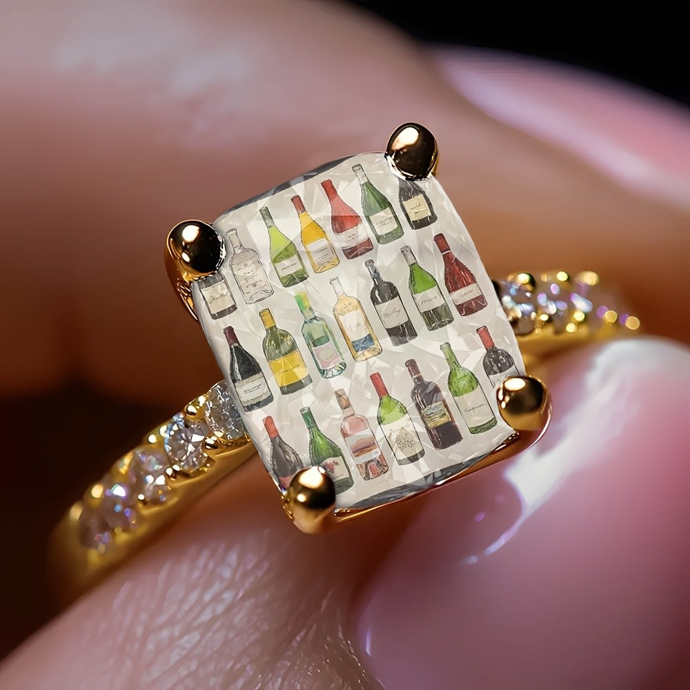 Wine Bottle Square Ring