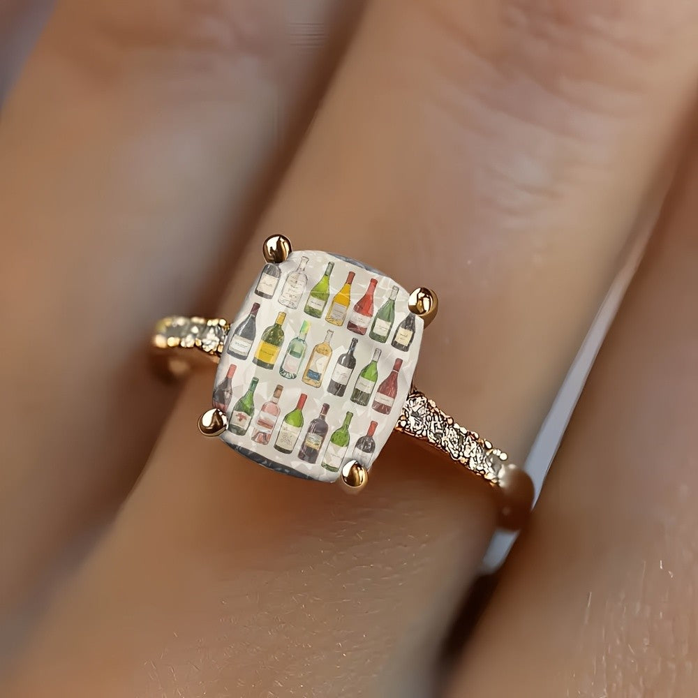 Wine Bottle Square Ring