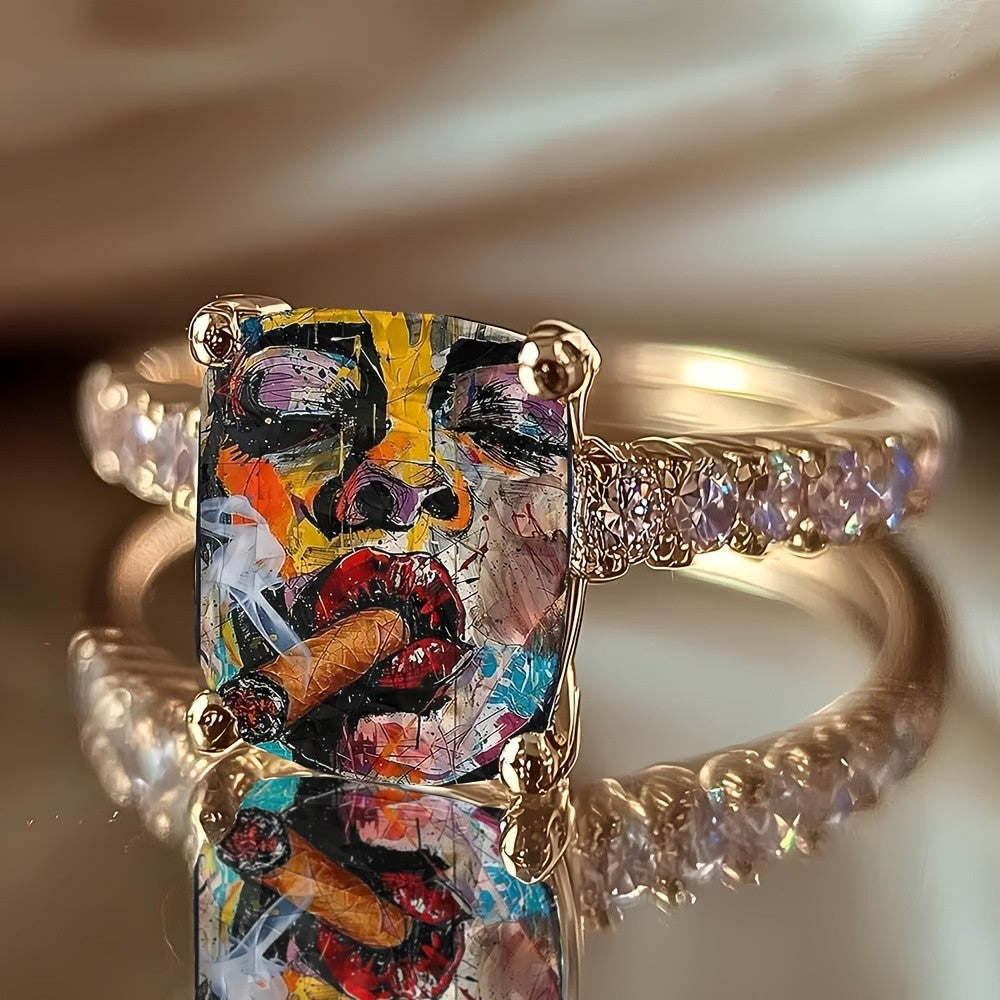 Abstract Portrait Square Ring