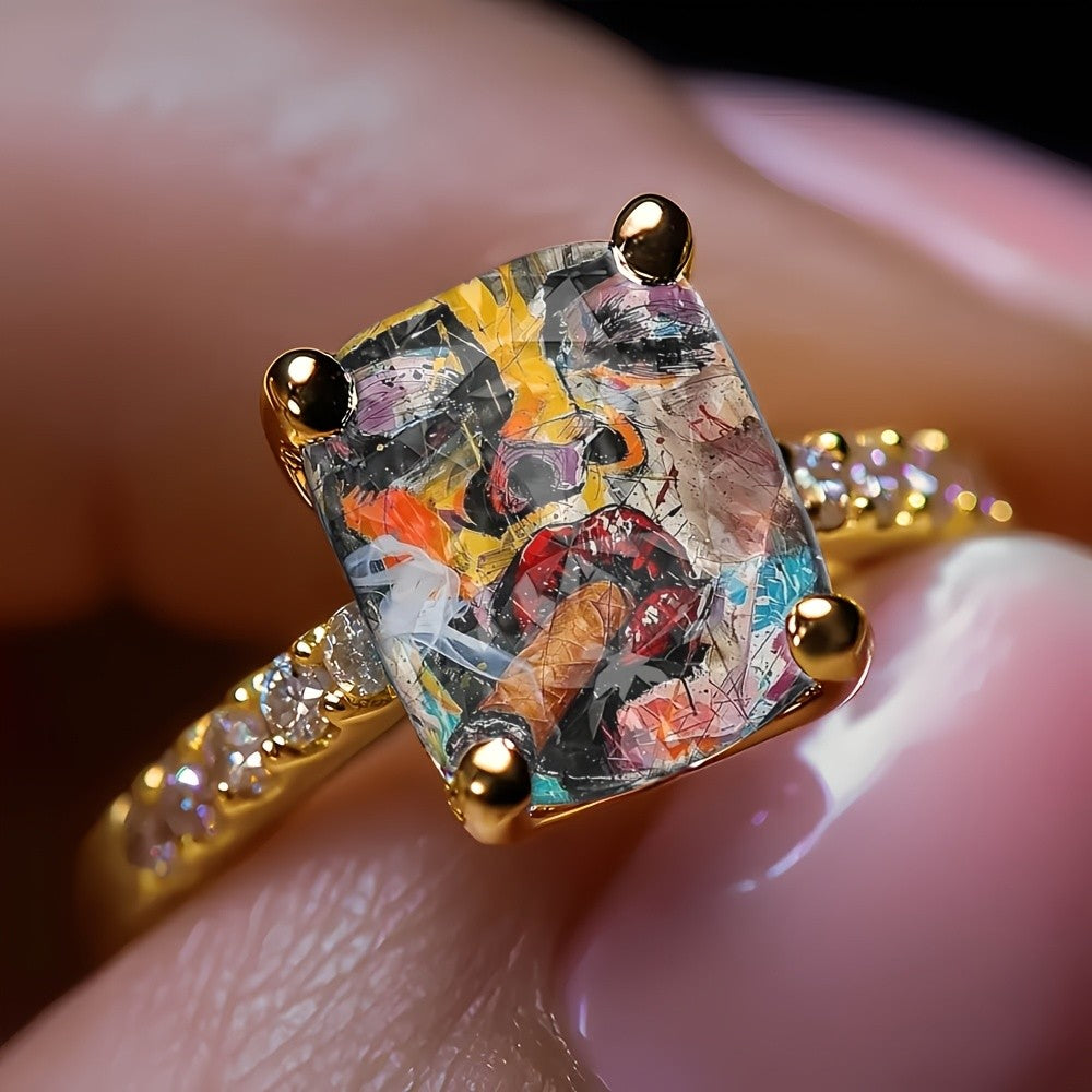 Abstract Portrait Square Ring