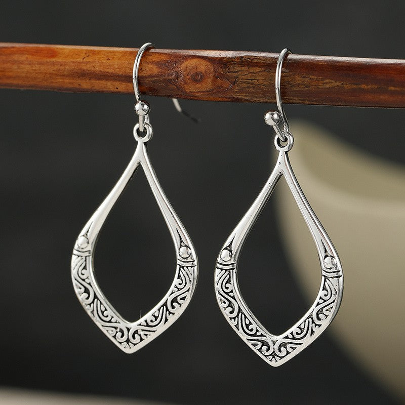 Carved Scrollwork Open Drop Earrings