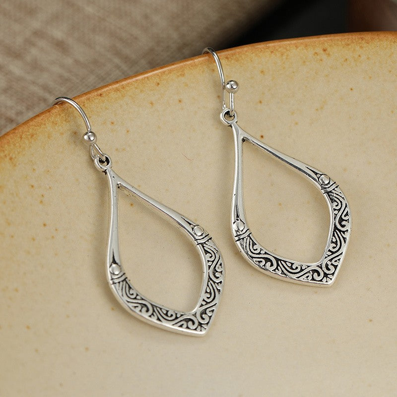 Carved Scrollwork Open Drop Earrings