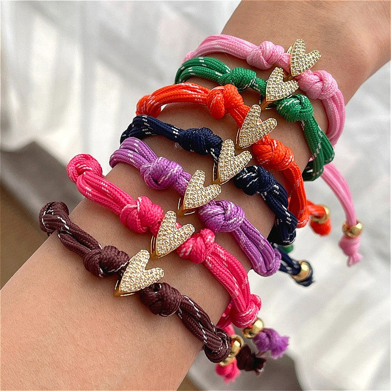 Colorful Braided Heart Bracelet