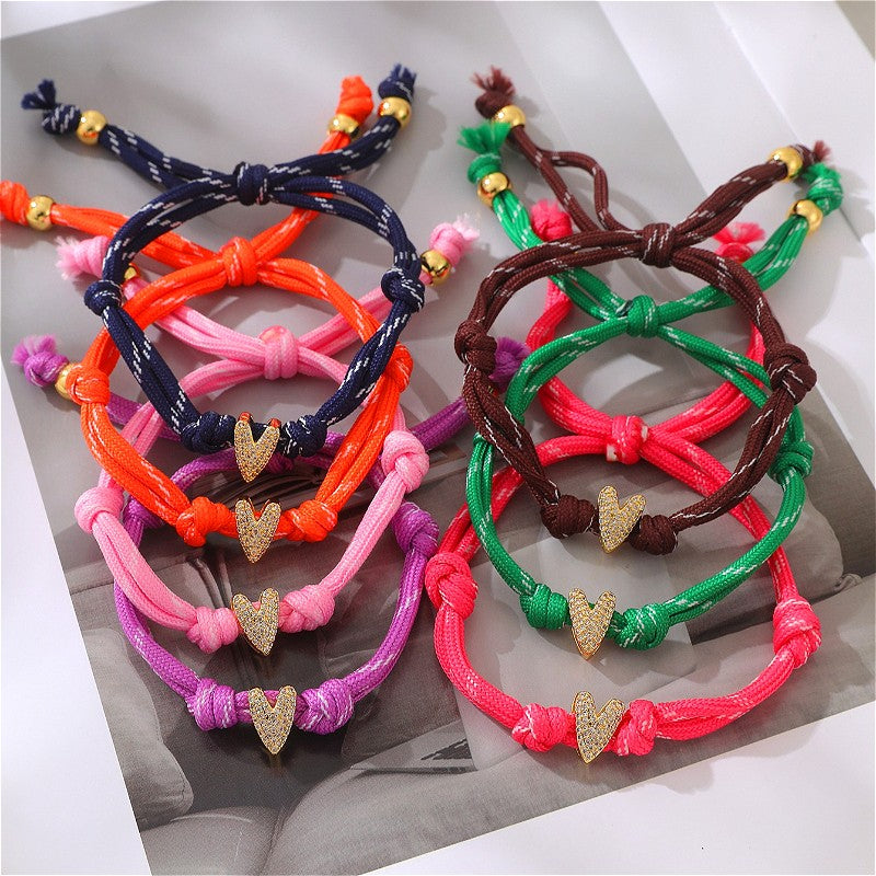 Colorful Braided Heart Bracelet
