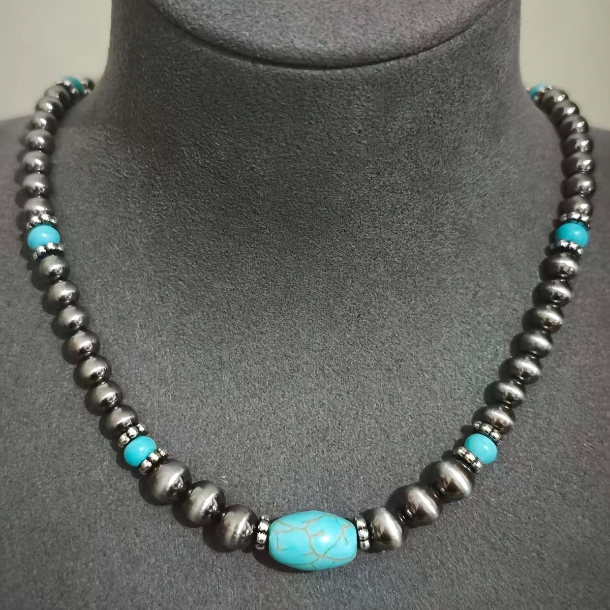 Turquoise Oval Bead Necklace