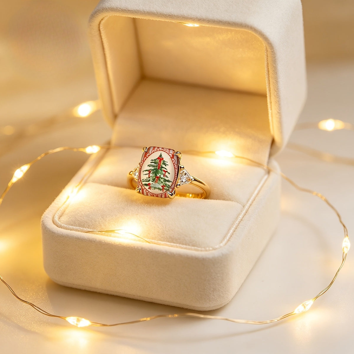 Christmas Tree Rectangular Ring