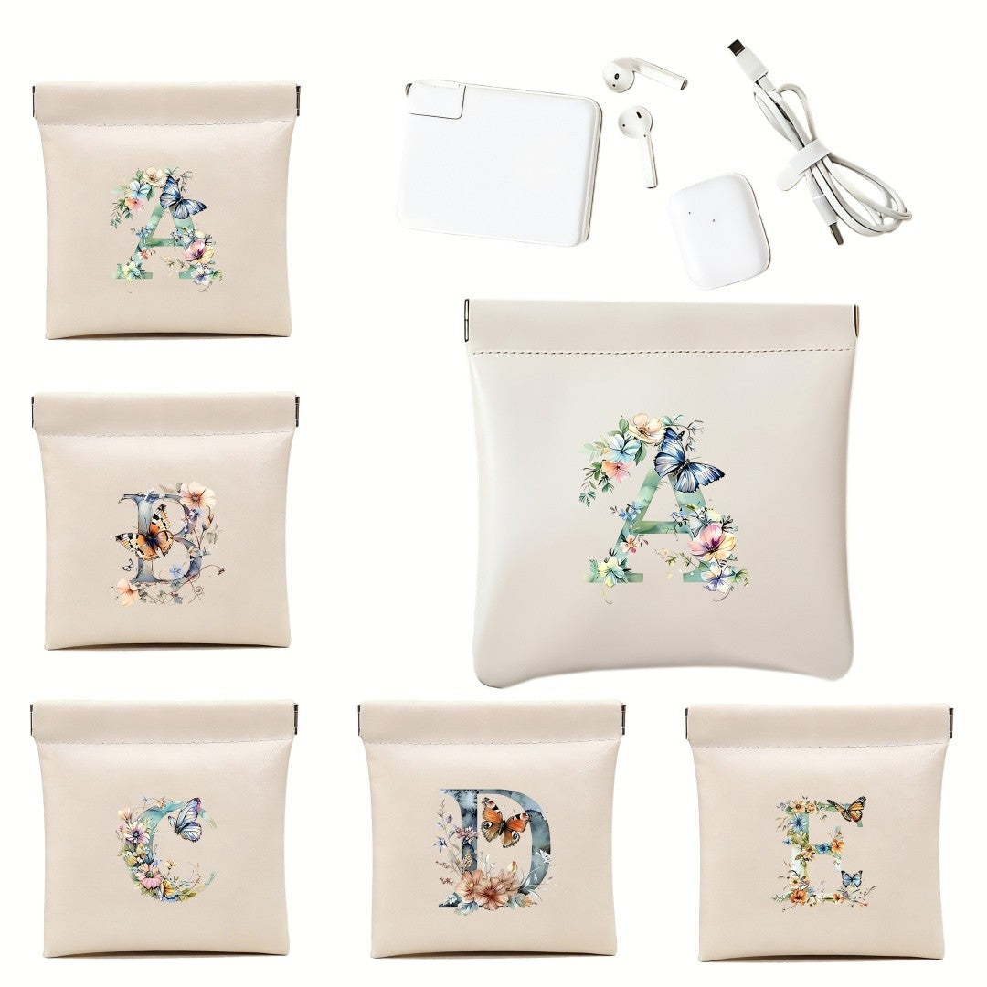 Floral Initial Storage Pouch