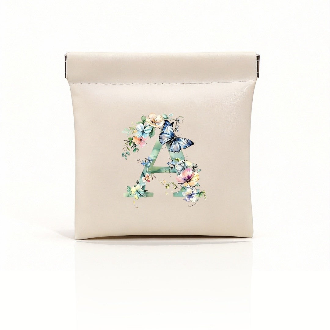 Floral Initial Storage Pouch