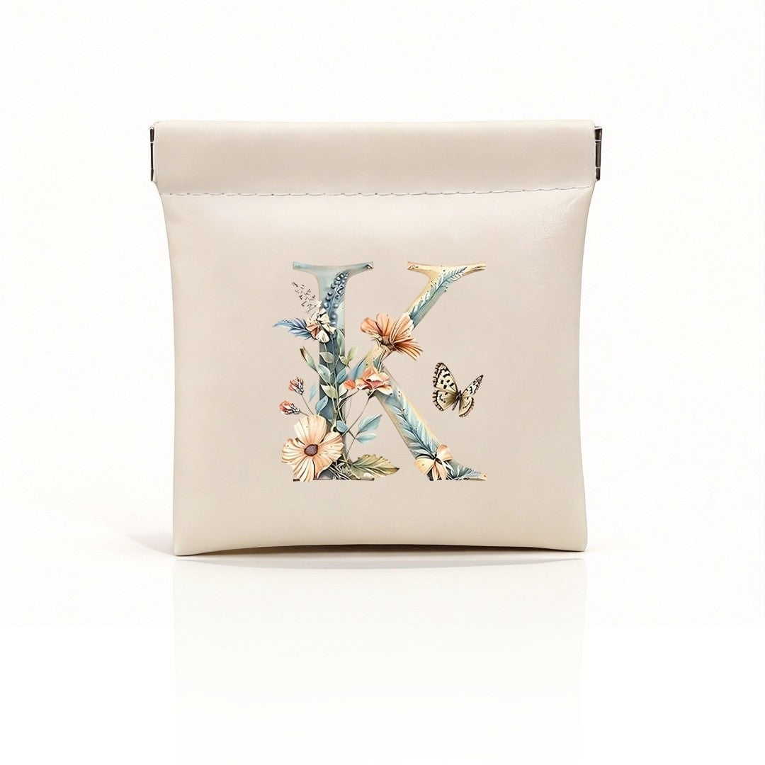 Floral Initial Storage Pouch
