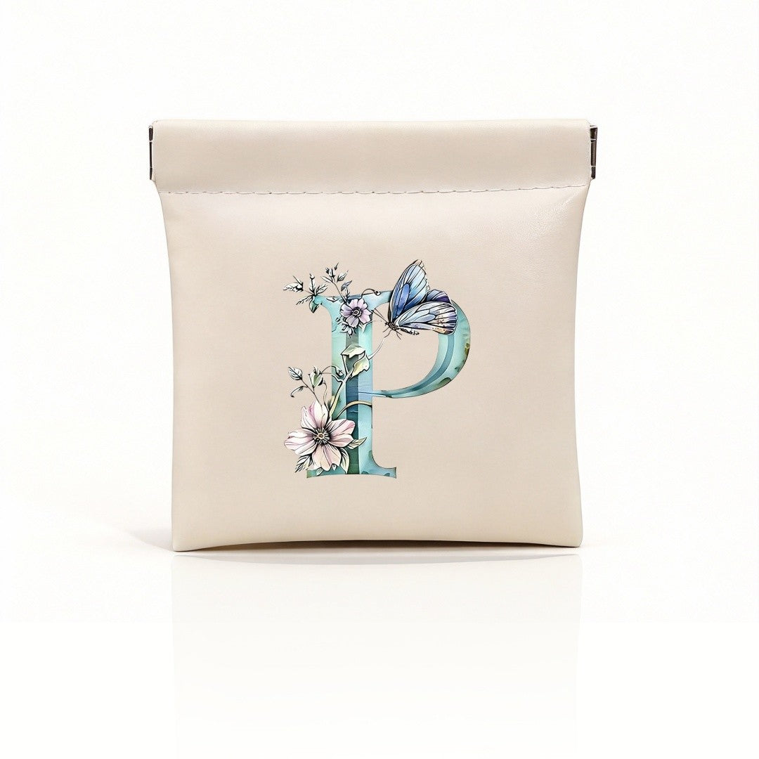 Floral Initial Storage Pouch