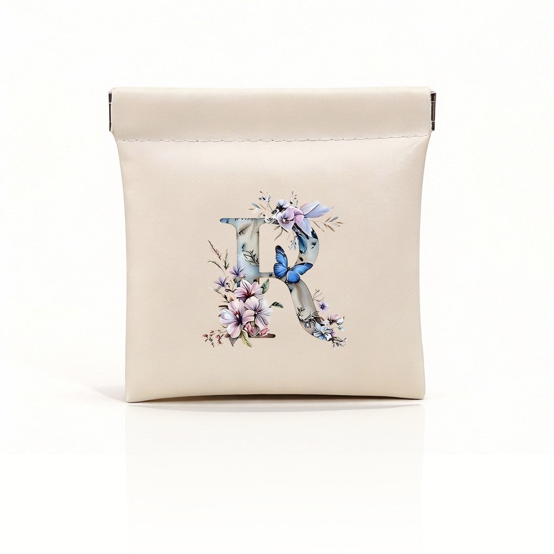 Floral Initial Storage Pouch