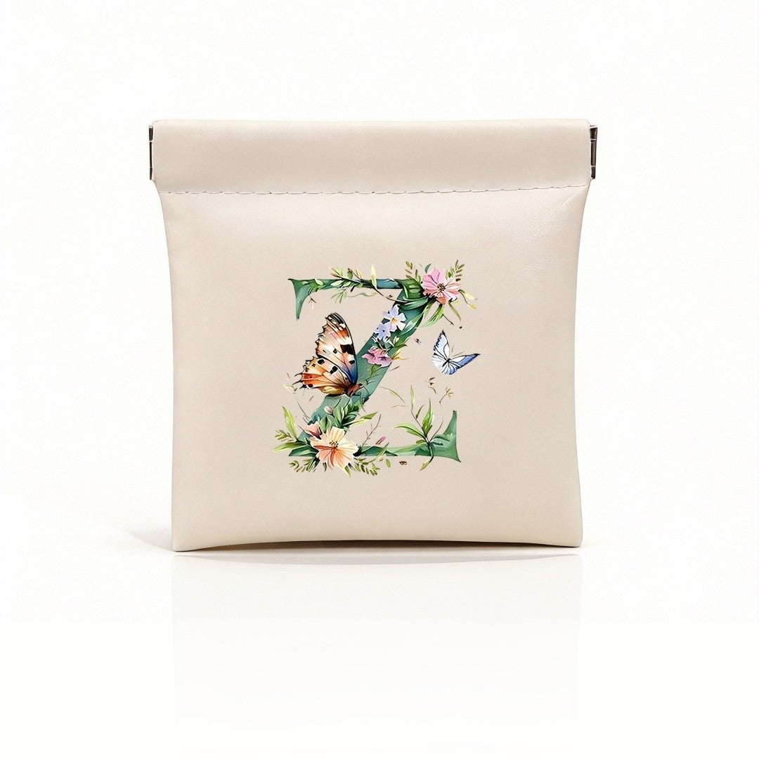 Floral Initial Storage Pouch