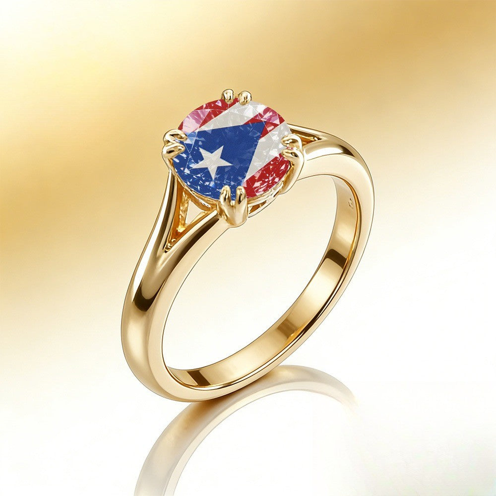 Puerto Rican Flag Stone Ring